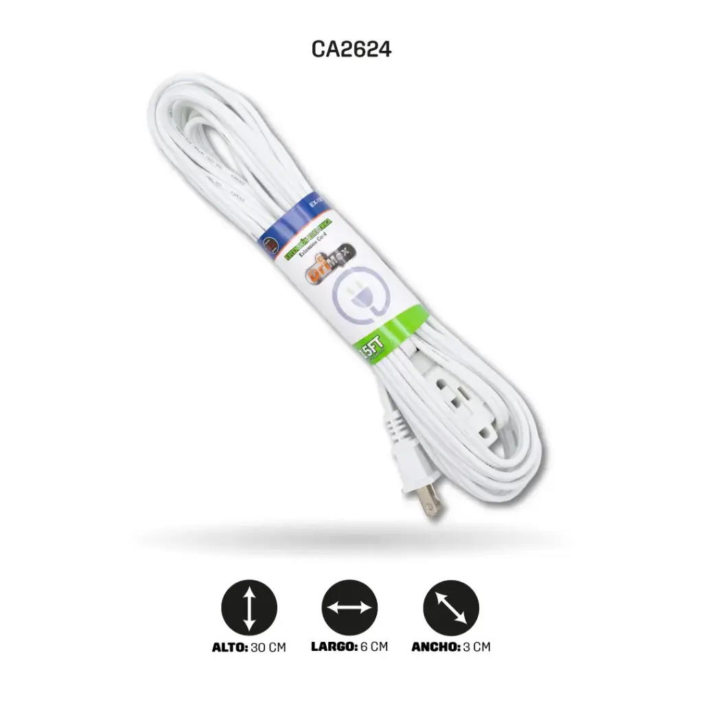 EXTENSIÓN ELÉCTRICA BLANCA 15 FT [EX-15FT]