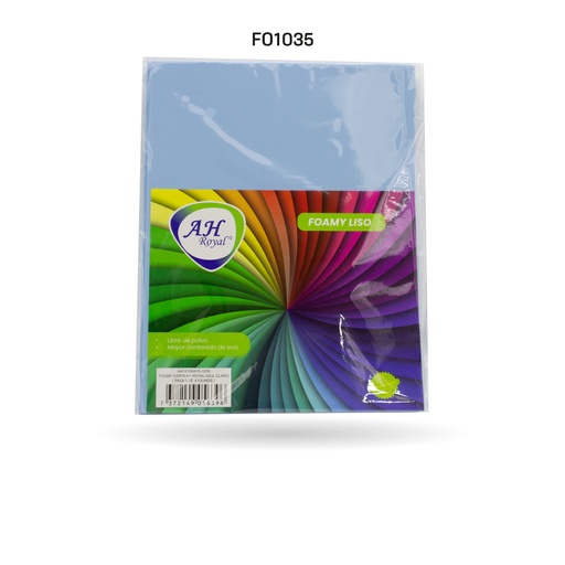 [FO1035] FOAMY CARTA AHROYAL AZUL CLARO  X 10 UNDS [AH10100415-PAC0018-1035]