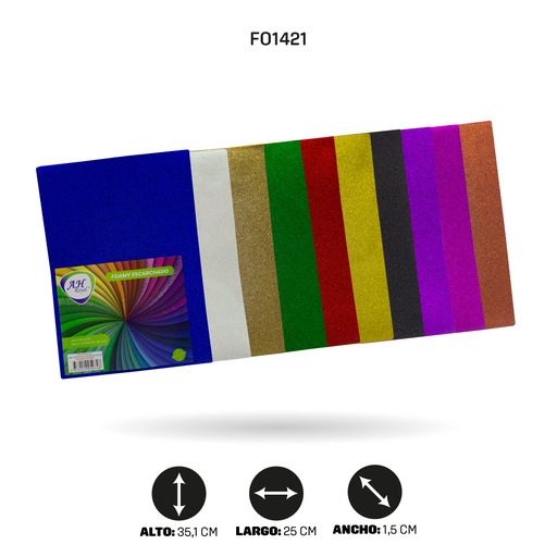 [FO1421] FOAMY CARTA AH ROYAL ESCARCHADO SURTIDO X 10 UNDS [AH11100015]