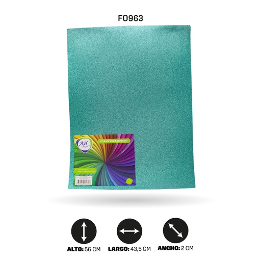 [FO963] FOAMY 4 CARTA AH ROYAL ESCARCHADO TURQUESA X 10 UNDS [AH21102215]