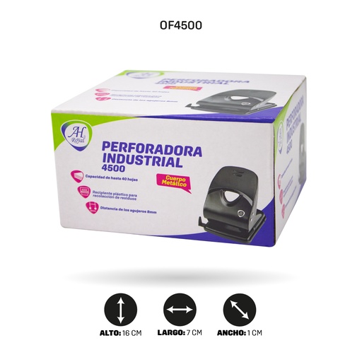 [OF4500] PERFORADORA AH ROYAL INDUSTRIAL 40 HOJAS [PAC2567-4500]