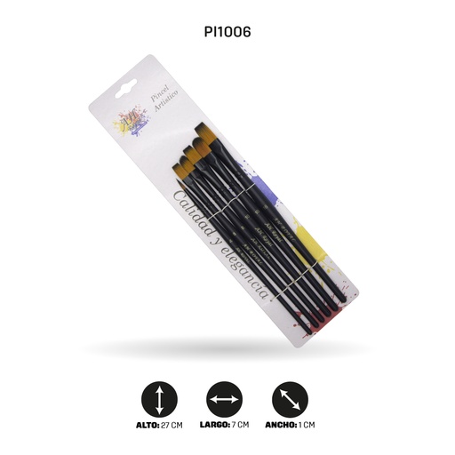 [PI1006] PINCEL AHROYAL LINEA PREMIUM NEGRO X6 SURTIDO [PAC90353-1006]