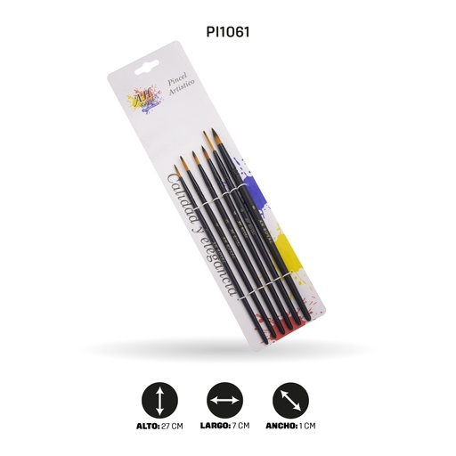 [PI1061] PINCEL AHROYAL LINEA PREMIUM REDONDO X6 SURTIDO [PAC90359-1061]