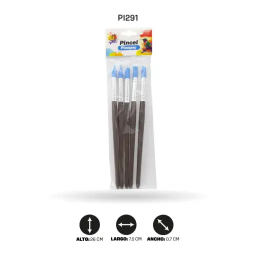 [PI291] PINCEL PICOPAY MEDIANO CABO PLATEADO SET X5 [PAC70062-291]