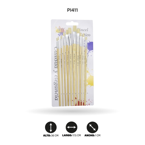 [PI411] PINCEL CHINO PLANO JUEGO DEL 1 AL 12 X12 [PAC80080-PAC20245-2738]