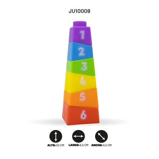 [JU10008] CUBO PLÁSTICO APILABLE DE NÚMEROS Y LETRAS  [638-100]