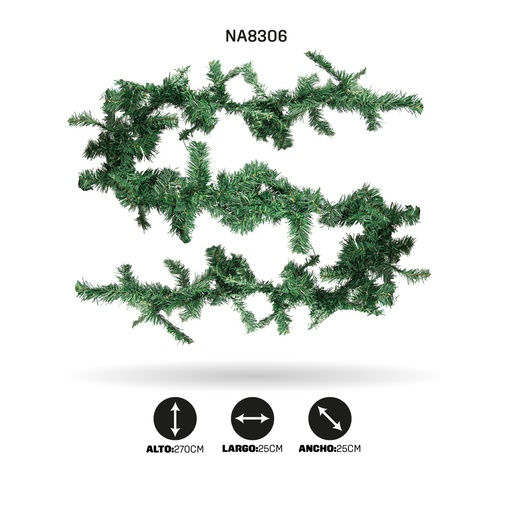 [NA8306] GUIRNALDA DE NAVIDAD VERDE CLARO 270CM-25CM-180PIN [PAC3647]