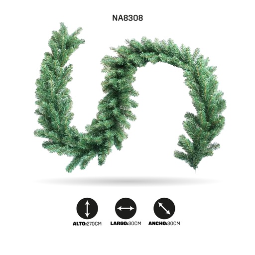 [NA8308] GUIRNALDA DE NAVIDAD VERDE CLARO  270CM-30CM-300PIN [PAC3649]