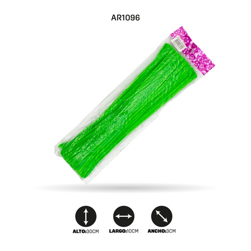 [AR1096] CHELINES DE FELPA VERDE NEON x 100 UND [PAC3607]
