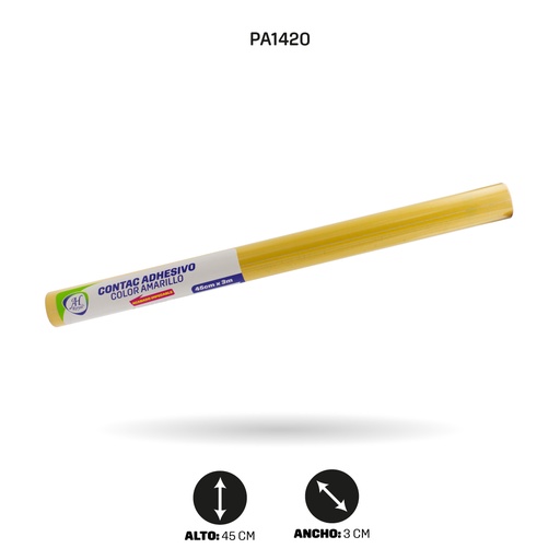 [PA1420] PAPEL CONTAC AHROYAL AMARILLO DE 3 mts x 45cms [PAC3698]