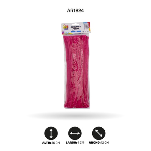 [AR1624] CHELINES FELPA COLOR ROSADO  BOLSA X 100 UND [PAC5371]