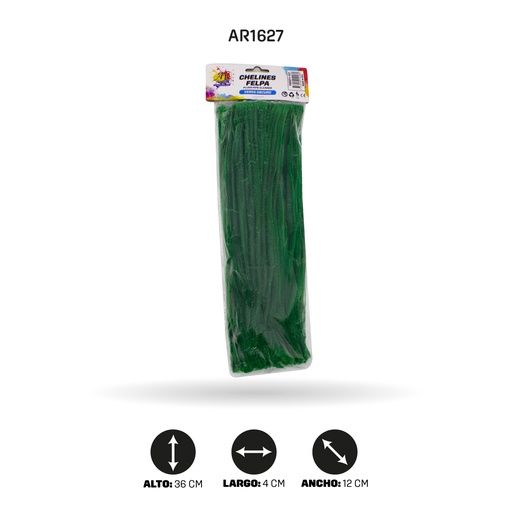 [AR1627] CHELINES DE FELPA COLOR VERDE OSCURO A036BOLSA X100 [PAC5374]