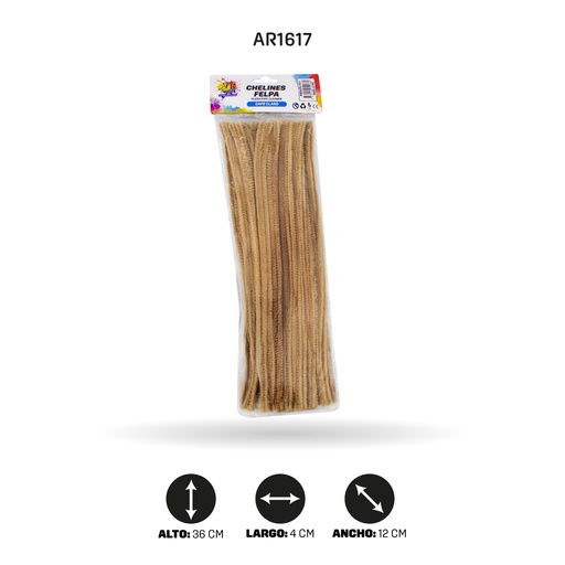 [AR1617] CHELINES DE FELPA COLOR CAFE CLARO  BOLSA X 100 UND  [PAC5378]