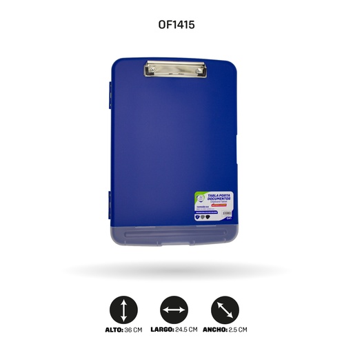 [OF1415] TABLA AHROYAL PORTA DOCUMENTOS Y PORTA LAPICERO A4 COLOR AZUL [PAC5394]