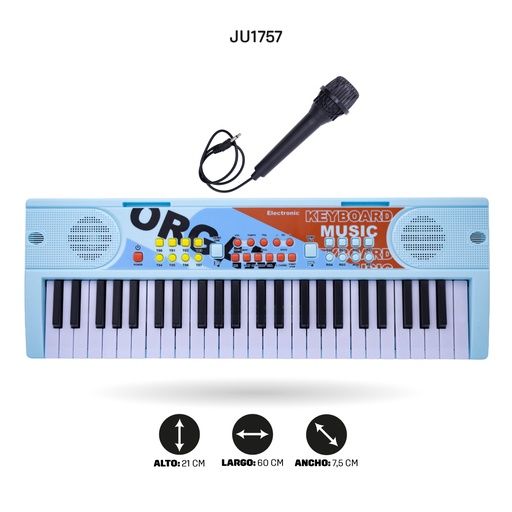 [JU1757] TECLADO (AZUL CIELO) CON MICRÓFONO CABLE DE ALIMENTACIÓN USB [BX-1687]