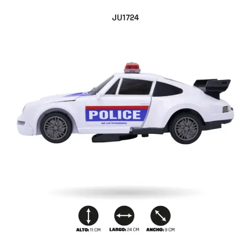 [JU1724] COCHE DE POLICÍA TRANSFORMANTE (SPRAY) [FS238-28]