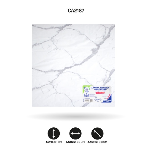 [CA2187] LAMINA ADHESIVA PARA PARED MÁRMOL BLANCO X10 UND 60CM FC7011 [PAC5458]