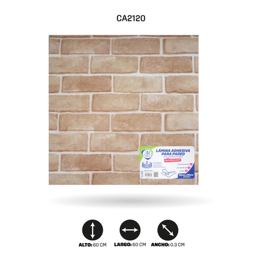 [CA2120] LAMINA ADHESIVA PARA PARED LADRILLO ARENA X10 UND 60CM FC7024-1 [PAC5460]