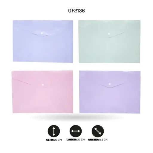 [OF2136] CARPETA AH ROYAL PASTEL DE BOTON  A4 209-18C, 12PCS/BAG [PAC4793]