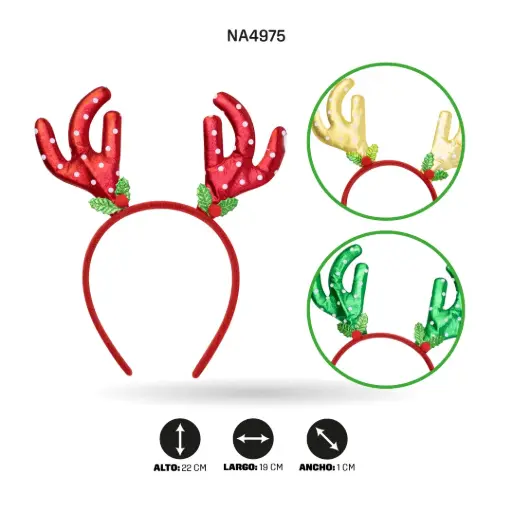 [NA4975] DIADEMA DE NAVIDAD CON ASTAS-16 BOX/12 [PAC4938]
