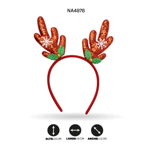 [NA4976] DIADEMA DE NAVIDAD CON ASTAS -17 BOX/12 [PAC4939]