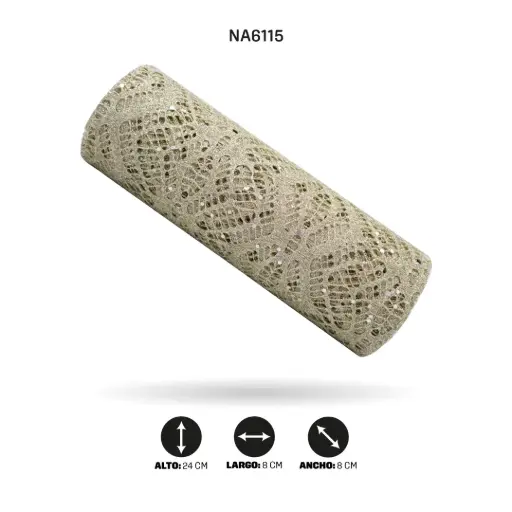[NA6115] MALLA 24cm x 5y CHAMPAÑA DORADA [PAC5004]