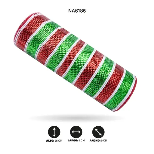 [NA6185] MALLA 24cm x 7m ROJO+VERDE [PAC5119]