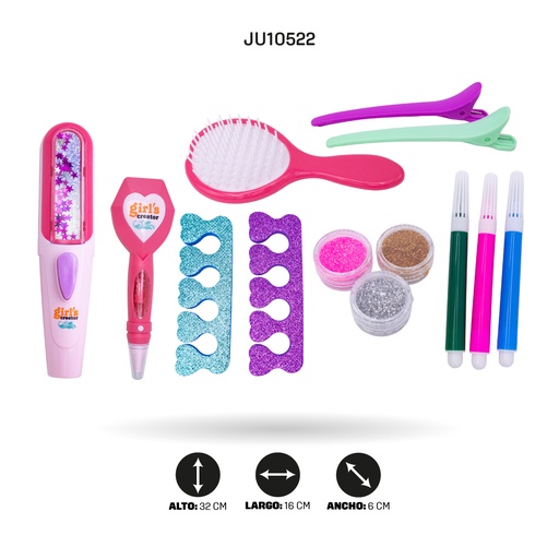 [JU10522] ACCESORIOS PARA CABELLO, UÑAS JUEGO DE ARTE 3 EN 1 [MBK-375]