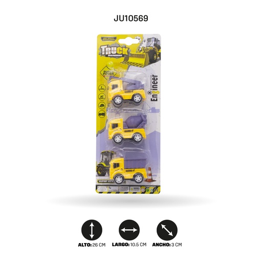 [JU10569] CONJUNTO COCHES DE CONSTRUCCIÓN DE RETROCESO - 3 PIEZAS [YD707A12]