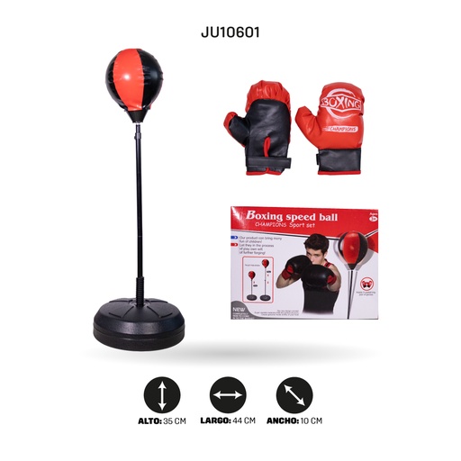 [JU10601] BALÓN ENTRENAMIENTO DE BOXEO 22CM CON GUANTES [LT-502B22]