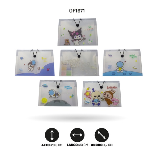 [OF1671] ARCHIVADOR 8 BOLSILLOS  A4 8322/8332/8325/8321 ESTAMPADO 4 MOTIVOS  [PAC4527]