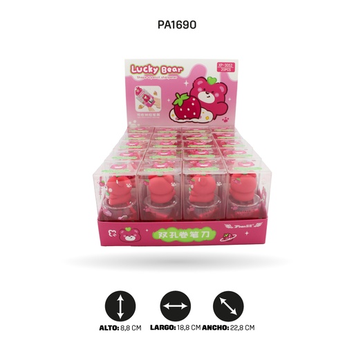 [PA1690] SACAPUNTAS DOBLE OSO ROSA NIÑA BOX 20 UND LUCKY XP-3080/3052/3051/3054/3083 [PAC4806]