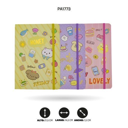 [PA1773] AGENDA CON ESTAMPADO DE OSOS DE 100 HOJAS CON BANDA A5-6000-14 [PAC4754]