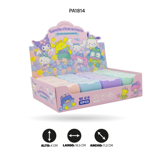 [PA1814] SACAPUNTAS DOBLE CUADRADO ESTAMPADO PASTELX 12 und 616 [PAC4860]