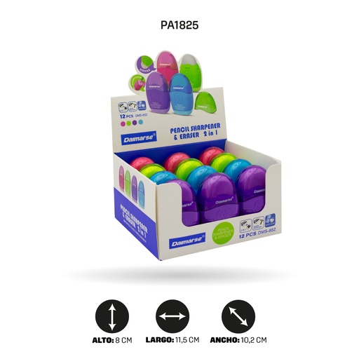 [PA1825] SACAPUNTAS CON BORRADOR BOX 12UND DMS-852 [PAC4875]