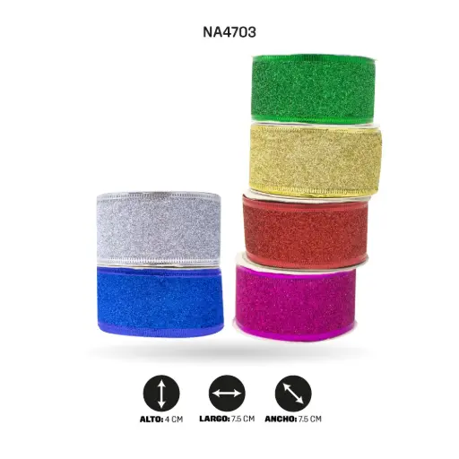 [NA4703] CINTA NAVIDEÑA ANCHO 4CM x 3 YARDAS, 24 X DISPLAY [PAC3693]