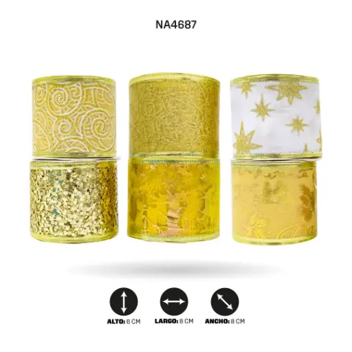 [NA4687] CINTA NAVIDEÑA ANCHO 6CM x 3 YARDAS, 32 X DISPLAY [PAC3689]