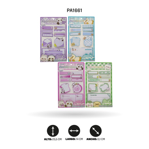 [PA1661] NOTICAS DE OSOS COLOR PASTEL XX-1608/1618 4 MOTIVOS DISP X12 [PAC4557]