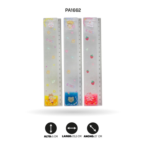 [PA1662] REGLAS ESCARCHADAS TRANSPARENTES TY-1654 DISP X 12[PAC4558]
