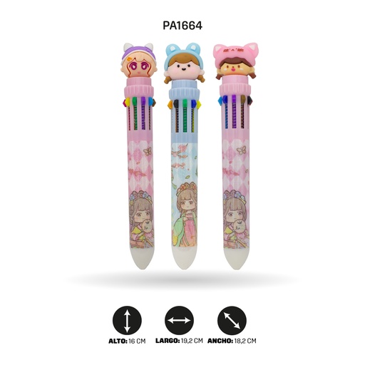 [PA1664] BOLIGRAFO 10 COLORES DE NIÑAS BOX 36 UND XX-6628 [PAC4560]