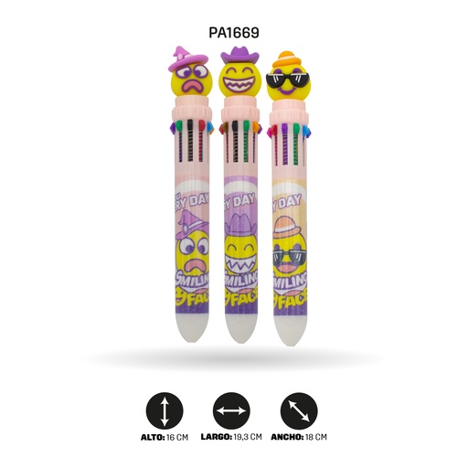 [PA1669] BOLIGRAFO 10 COLORES DE EMOJIS XX-6633 [PAC4562]
