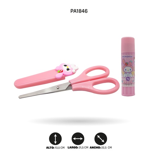 [PA1846] SET DE TIJERA + PEGANTE 9230 3 MOTIVOS DISPL X 18[PAC4589]