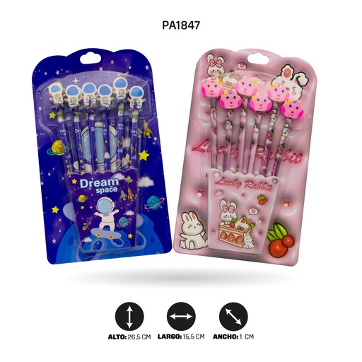 [PA1847] SET DE LAPIZ  ASTRONAUTA-CONEJO ROSA 8032 [PAC4590]