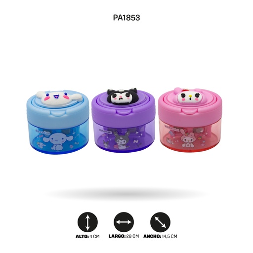 [PA1853] SACAPUNTAS KUMENGOU DOBLE  CON TAPA CARITA KM9381 [PAC4596]