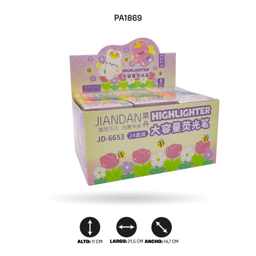 [PA1869] RESALTADOR 6 COLORES DISPLAY X 24 UND [PAC4637]