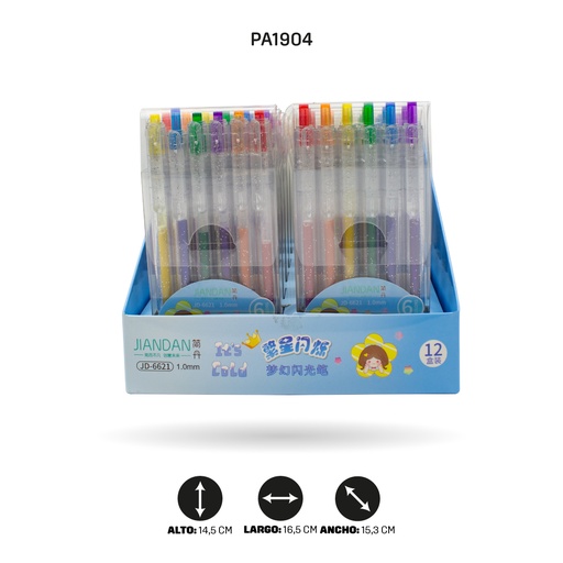 [PA1904] LAPICERO ESCARCHADO, 6 COLORES DISPLAY 12 UND [PAC4644]
