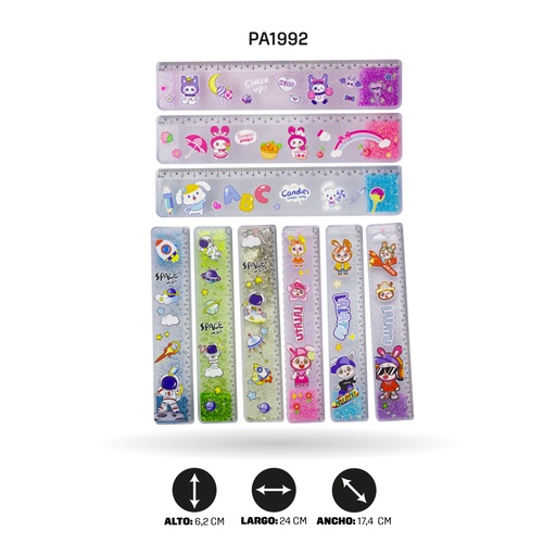 [PA1992] REGLA TRANSPARENTE ESCHARCHADA XPM-3000-30/48/61/59 20CM DISPLX 24 [PAC4710]