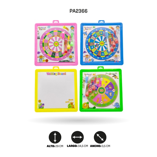 [PA2366] TABLERO CON DARDOS COLOR NEÓN 4 MOTIVOS 902F  [PAC4743]