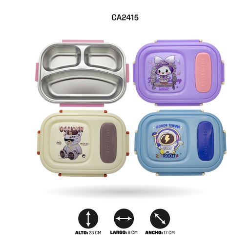 [CA2415] LONCHERA DE ACERO INOXIDABLE, 4 MOTIVOS 882 [PAC4796]