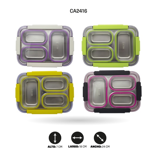 [CA2416] LONCHERA INFANTIL EN ACERO INOXIDABLE 4 COLORES 886 SIN IMPRESION [PAC4798]